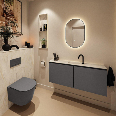 MONDIAZ TURE-DLUX 120cm toiletmeubel Dark Grey. EDEN wastafel Ostra positie midden. Met 1 kraangat.