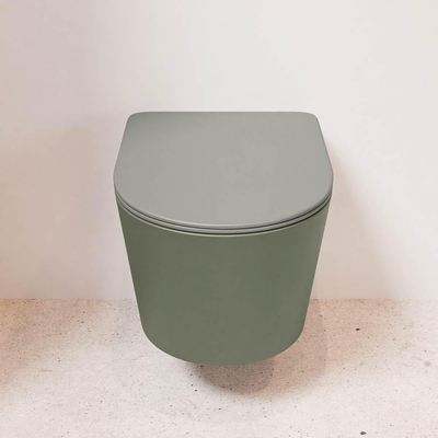 MONDIAZ LAVIE wandclosetpack - 36x53cm - diepspoel - rimless - Army (groen) - softclose - quick-release - toiletzitting - Smoke (grijs)
