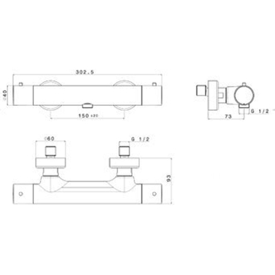 Plieger Napoli douchekraan thermostatisch met koppelingen cool body chroom