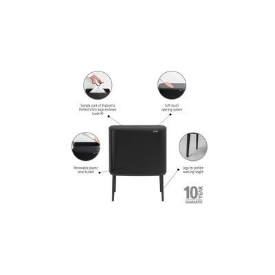 Brabantia Bo Touch Bin Afvalemmer - 36 liter - kunststof binnenemmer - matt black