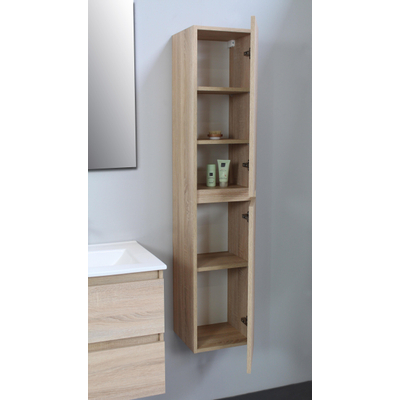 Adema Bella hoge kast greeploos 2 deuren 145x30x30cm Eiken