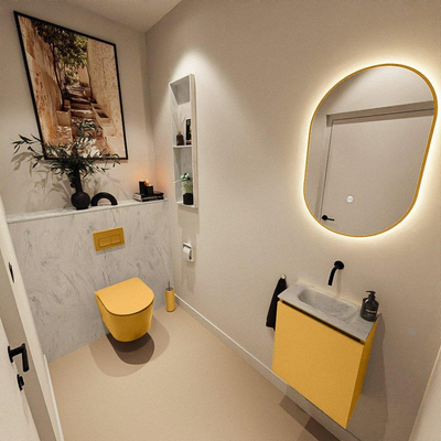 MONDIAZ TURE-DLUX 40cm toiletmeubel Ocher. EDEN wastafel Opalo positie midden. Zonder kraangat.