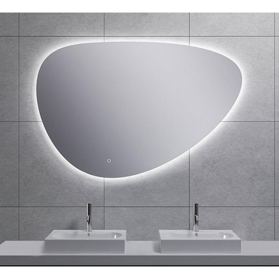 Wiesbaden Uovo Spiegel asymetrisch 120cm met spiegelverwarming met LED verlichting rondom dimbaar