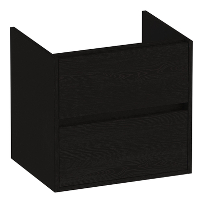 BRAUER Adore badkamermeubelset - 60x58.5x45.5cm - 1 wasbak - 1 kraangat - 2 softclose lades - greeploos - 1 sifon uitsparing - Timber Black
