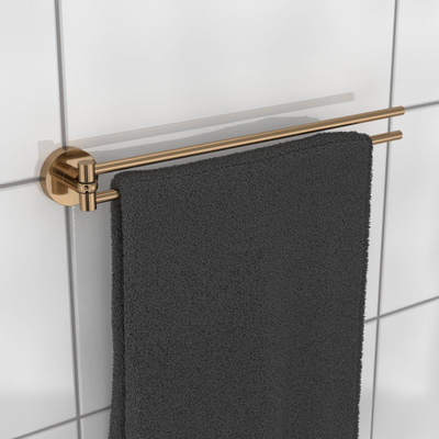 Haceka Kosmos Handdoekhouder - 46cm - dubbel - draaibaar - geborsteld koper