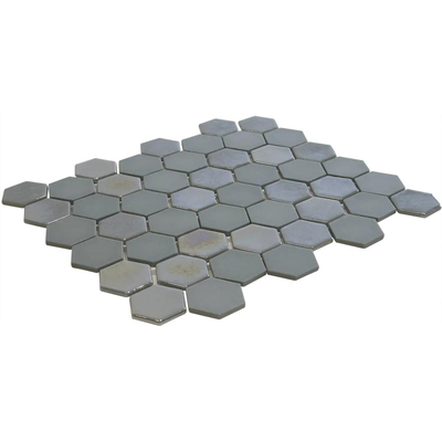 The Mosaic Factory Valencia mozaïektegel - 27.6x32.9cm - wandtegel - Zeshoek/Hexagon - Gerecycled glas Khaki mat/glans