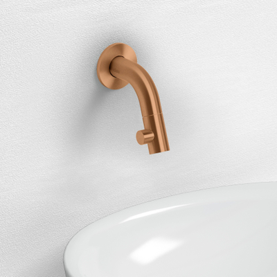 Clou Kaldur fonteinkraan korte uitloop wandm. brons gebor. PVD