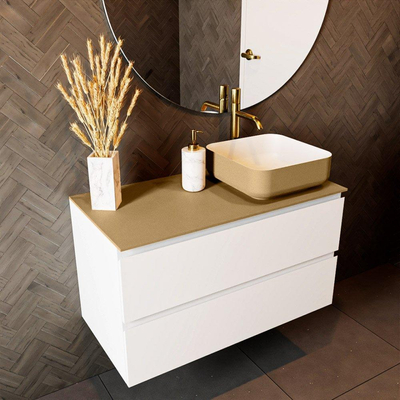 Mondiaz TOP 46 Topblad - 90x46x0.9cm - geschikt voor afdekplaat - Solid surface - Oro