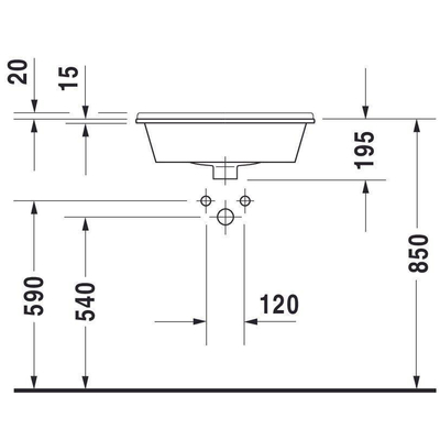 Duravit Philippe Starck 3 opbouwwastafel 56x46cm wit