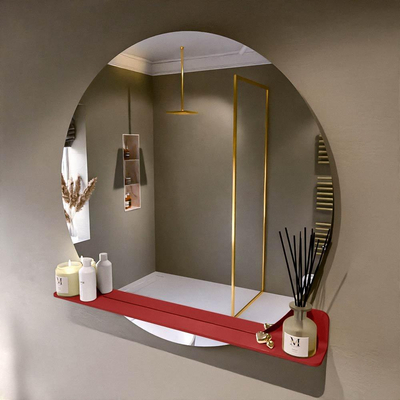 Mondiaz SPOT Badkamerspiegel - rond 110cm - spiegelplanchet - kleur Fire