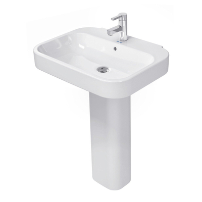 Duravit HappyD 2 wastafel m. overloop m. 1 kraangat 65x50cm wit