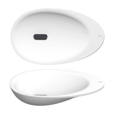 Clou First fonteinkom 36x21.8cm zonder kraangat met plug Aluite Wit mat