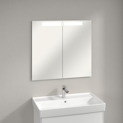 Villeroy & Boch My View In inbouw spiegelkast met LED verlichting 3 voudig dimbaar met 2 deuren 80.1x74.7x10.7cm