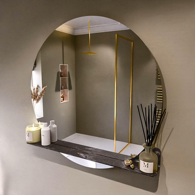 Mondiaz SPOT Badkamerspiegel - rond 100cm - spiegelplanchet - kleur Lava