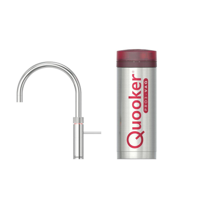 Quooker Fusion Round kokendwaterkraan - draaibare uitloop - PRO3 reservoir - Warm / kokend water - Chroom