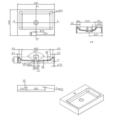 Best Design Opera 60 wastafel Just Solid 60x42x10cm