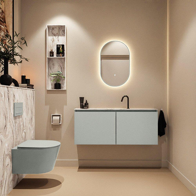 MONDIAZ TURE-DLUX 120cm toiletmeubel Greey. EDEN wastafel Glace positie midden. Met 1 kraangat.