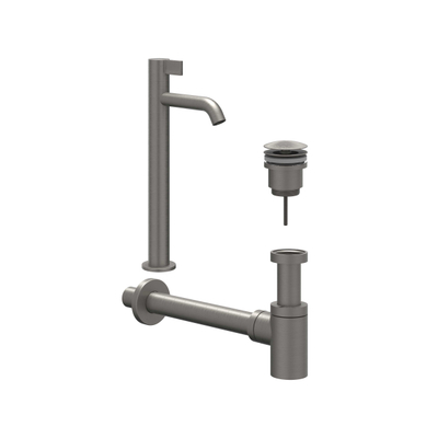 IVY Fonteinset - opbouw - verhoogd - always open plug - Geborsteld metal black PVD