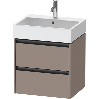 Duravit Ketho 2 wastafelonderbouwkast met 2 laden 58.4x46x54.9cm met grepen antraciet basalt mat