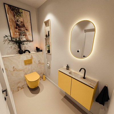 MONDIAZ TURE-DLUX 80cm toiletmeubel Ocher. EDEN wastafel Frappe positie midden. Met 1 kraangat.