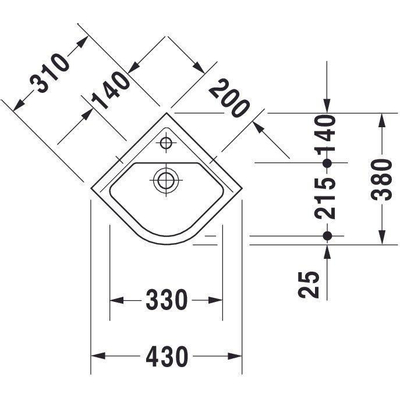 Duravit Starck 3 hoekfontein 44 x 38 cm. wit