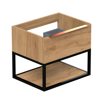 Thebalux Type onderbouwkast 60x45x50cm opbouwgreep koper 1 softclose lades standaard greep MDF/spaanderplaat/metaal sequoia