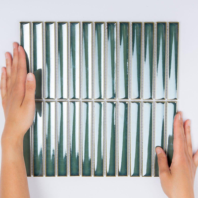 The Mosaic Factory Sevilla mozaïektegel - 29.6x29.9cm - wandtegel - Rechthoek - Porselein Forest Green Glans