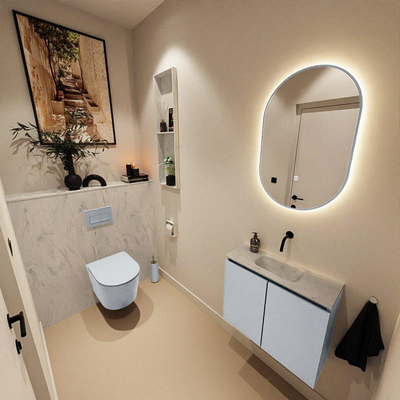 MONDIAZ TURE-DLUX 60cm toiletmeubel Clay. EDEN wastafel Opalo positie midden. Zonder kraangat.