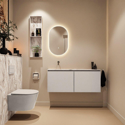 MONDIAZ TURE-DLUX 120cm toiletmeubel Linen. EDEN wastafel Glace positie links. Zonder kraangat.