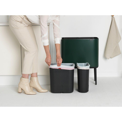 Brabantia Bo Touch Bin Afvalemmer - 11+23 liter - 2 kunststof binnenemmers - pine green
