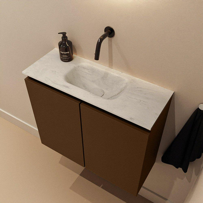 MONDIAZ TURE-DLUX 60cm toiletmeubel Rust. EDEN wastafel Opalo positie midden. Zonder kraangat.