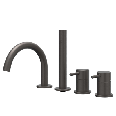 IVY Concord Badrandcombinatie - 4-wegs - mengkraan - draaibare uitloop - uittrekbare handdouche - RVS316 - geborsteld carbon black PVD