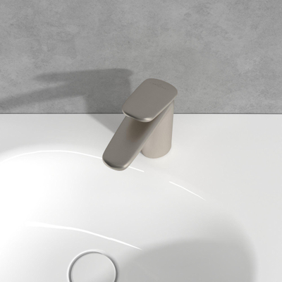 Villeroy & Boch Antao Eengreeps wastafelkraan - met Push-Open afvoergarnituur - Matt Brushed Nickel (RVS)