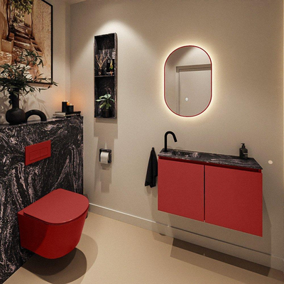 MONDIAZ TURE-DLUX 80cm toiletmeubel Fire. EDEN wastafel Lava positie links. Met 1 kraangat.