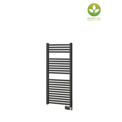 Plieger Palermo-EL III/Fischio elektrische designradiator horizontaal 1111x500mm 500W zwart grafiet (black graphite)