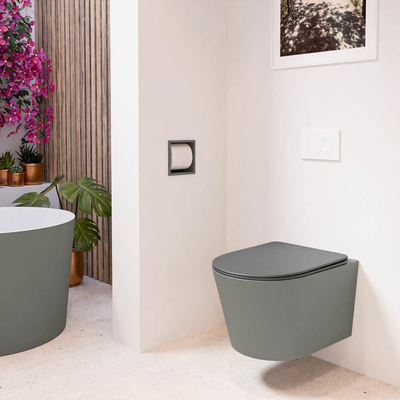 MONDIAZ LAVIE wandclosetpack - 36x53cm - diepspoel - rimless - Smoke (grijs) - softclose - quick-release - toiletzitting - Dark grey (grijs)