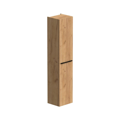 Thebalux Type badkamerkast 35x29x165cm 2 rechtsdraaiende deuren met softclose standaard greep Opbouwgreep zwart mat MDF/spaanderplaat zambia black