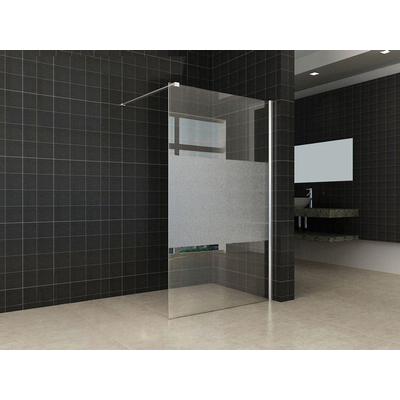 Wiesbaden Comfort inloopdouche 1100 x 2000 x 10 mm nano helder glas met melkglas middenband/chroom
