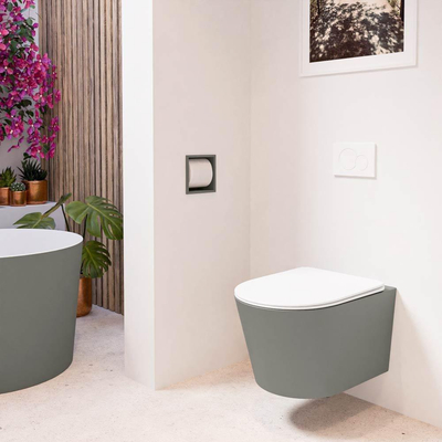 MONDIAZ LAVIE wandclosetpack - 36x53cm - diepspoel - rimless - Smoke (grijs) - softclose - quick-release - toiletzitting - Talc (offwhite)