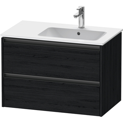 Duravit Ketho 2 wastafelonderbouwkast met 2 laden voor waskom rechts 81x48x54.9cm met grepen antraciet eiken zwart mat