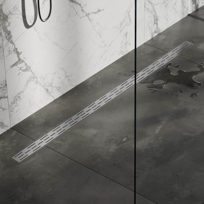 Brauer Douchegoot - 160x7x6.7cm - ondiepe vloerflens - zijuitloop - RVS