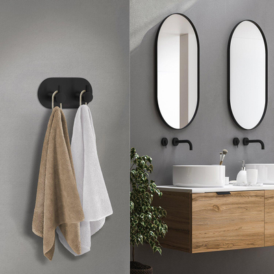 Smedbo Beslagsboden Handdoekhouder - 9.6x4.8x4.8cm - zelfklevend - RVS Mat Zwart