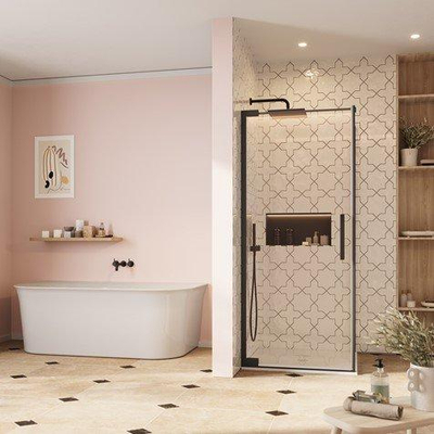 Crosswater Asura zijpaneel voor draaideur - 90cm - mat zwart