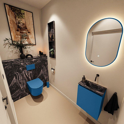 MONDIAZ TURE-DLUX 40cm toiletmeubel Jeans. EDEN wastafel Lava positie rechts. Zonder kraangat.