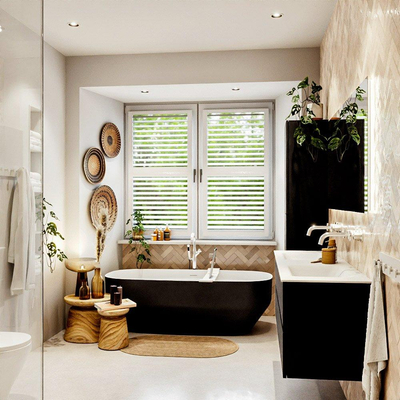 MONDIAZ VICA 150cm badmeubel onderkast Urban 4 lades. Wastafel CLOUD dubbel zonder kraangat, kleur Talc.