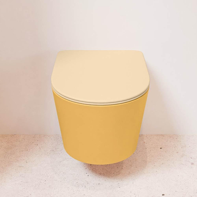 MONDIAZ LAVIE wandclosetpack - 36x53cm - diepspoel - rimless - Ocher (geel) - softclose - quick-release - toiletzitting - Sand (beige)