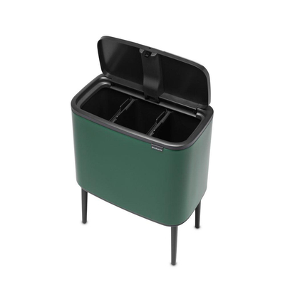 Brabantia Bo Touch Bin Afvalemmer - 3x11 liter - 3 kunststof binnenemmers - pine green