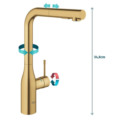 GROHE essence new Keukenkraan - hoog - draaibare/uittrekbare uitloop - cool sunrise geborsteld