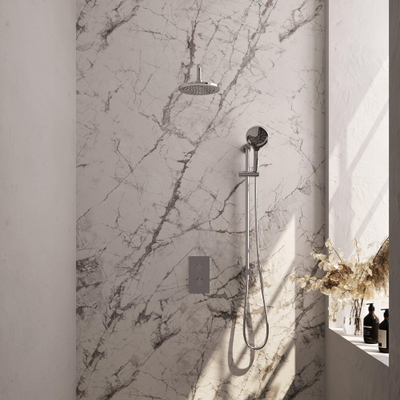 Brauer Chrome Edition Regendoucheset inbouw - hoofddouche 20cm - Gladde knop - handdouche rond 3 standen - glijstang - chroom