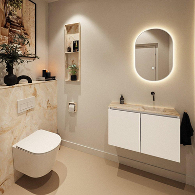MONDIAZ TURE-DLUX 80cm toiletmeubel Talc. EDEN wastafel Frappe positie rechts. Zonder kraangat.